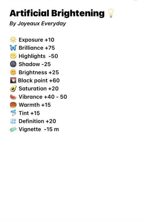 Artificial Brightening💡 Use this filter dim pictures that you want to brighten up or look more vivid✨ You can use your camera roll editing settings to recreate this filter (only works on iOS) 🦋 Comment or message me for recommendations (I read all of them🥑 Brighten Photos Iphone, Brighten Pictures Iphone, Brightening Photo Edit, Iphone Editing Settings, Brighten Photos Iphone Edit, Vivid Filter Iphone, How To Brighten Pictures On Iphone, Iphone Vivid Filter Preset, How To Brighten Photos On Iphone