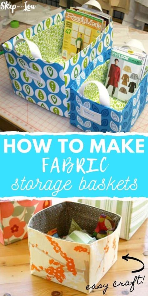 Fabric Boxes Diy, Fabric Box Pattern, Fabric Boxes Tutorial, Fabric Basket Tutorial, Fabric Storage Cubes, Box Crafts, Fabric Storage Baskets, Fabric Storage Boxes, Storage Cube