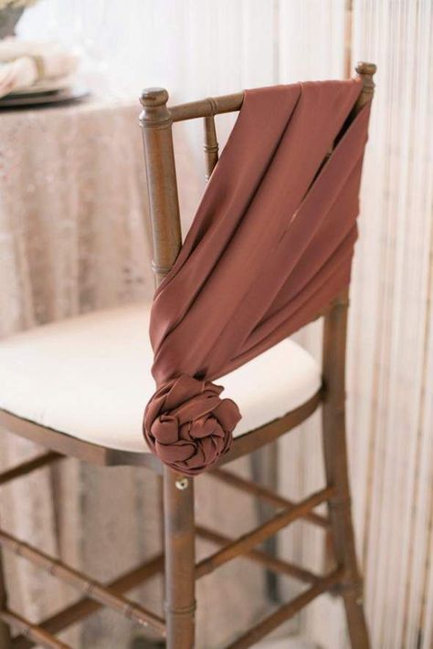 Wedding Chair Sashes, Blush Wedding Inspiration, Bronze Wedding, Chair Ties, Wedding Chair Decorations, Chair Sash, Chair Covers Wedding, Chair Sashes, Wedding Chairs