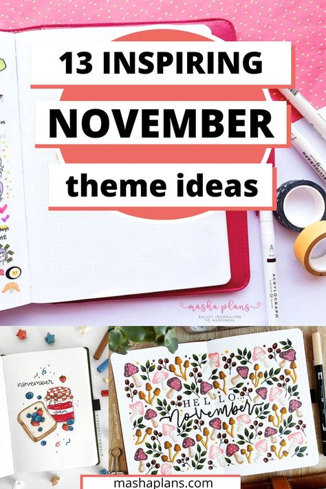 November Spread Bullet Journal, November Bujo Theme, November Bullet Journal Theme, November Journal Ideas, Thanksgiving Bullet Journal, November Bullet Journal Ideas, Organized Journal, Reader Journal, Coffee Doodles