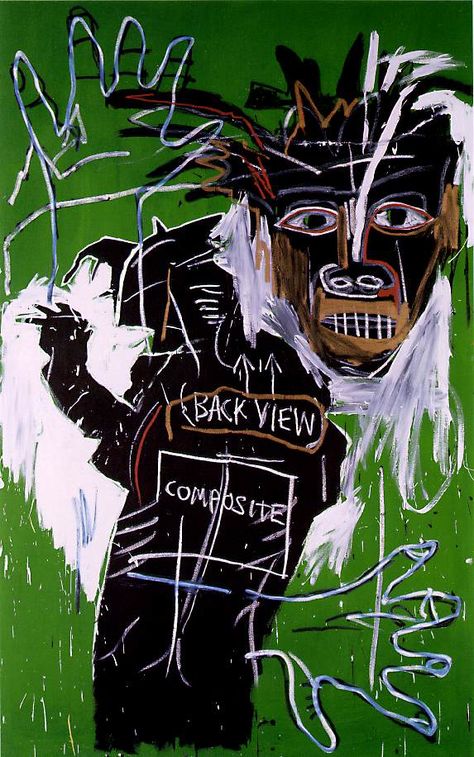 Jean-Michel Basquiat on Twitter: "Self-Portrait as a Heel, Part Two, 1982 #americanart #neoexpressionism… " Jean Michel Basquiat, Self Portrait, A Man, Writing, Green, White, Black, Art