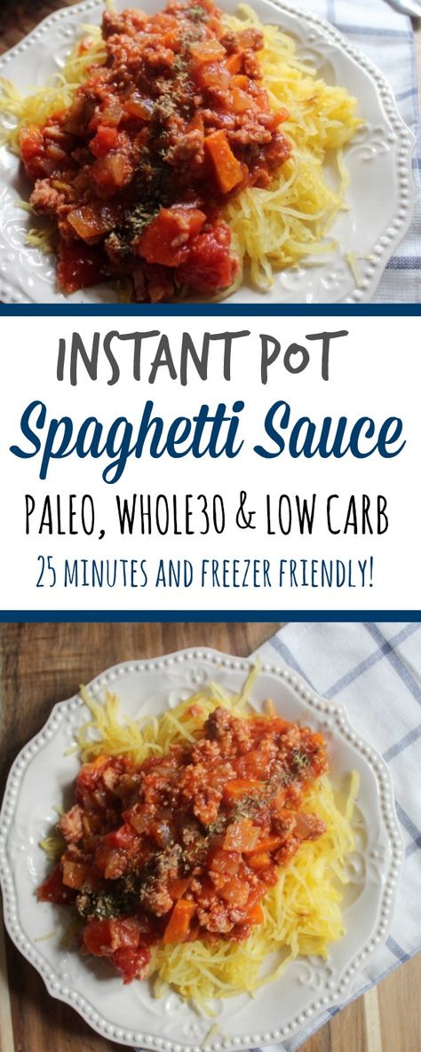 Whole30 Instant Pot Spaghetti Sauce - Whole Kitchen Sink Paleo Spaghetti Sauce, Instant Pot Spaghetti Sauce, Paleo Spaghetti, Whole30 Instant Pot, Instant Pot Spaghetti, Crockpot Spaghetti, Instant Pot Recipe, Pot Recipes Easy, Paleo Crockpot