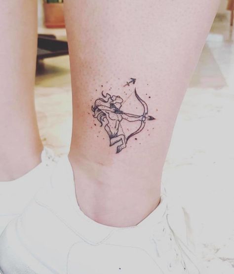 Sagittarius Ankle Tattoo, Red Saggitarius Tattoo, Zodiac Tattoos Sagittarius Woman, Sagittarius Centaur Tattoo, Sagittarius Tattoo Women, Sagittarius Tattoo Designs For Women Small, Sagittarius Woman Tattoo, Sagaterious Tattoos, Sagittarius Moon Tattoo