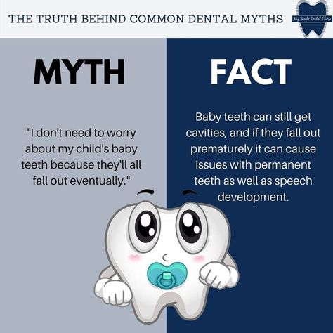 Pediatric Dentistry Quotes, Pedodontics Poster, Dental Fun Facts Funny, Dental Myths And Facts, Dental Content Ideas, Dentist Advertising, Dentistry Quotes, Dentistry Humor, Dental Pictures