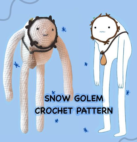 Crochet Pattern: Snow Golem from Adventure Time Adventure Time Crochet Pattern, Adventure Time Cross Stitch, Snow Golem, Adventure Time Crochet, Crochet Creatures, Quick Crochet Patterns, Smink Inspiration, Crochet Design Pattern, Beginner Crochet Projects