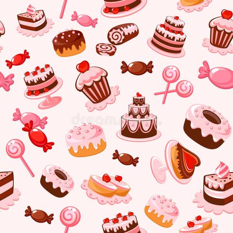 Sweet seamless background. Seamless background- cakes, candies in cartoon style #Sponsored , #AD, #sponsored, #seamless, #Seamless, #cartoon, #background Cupcakes Wallpaper, Cake Background, Free School Supplies, Presentation Pictures, Cake Icon, Cake Wallpaper, Bakery Logo, Food Backgrounds, Food Wallpaper