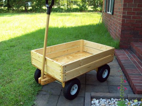 Wood Wagon Diy, Diy Wagon Cart, Kids Garden Toys, Diy Wagon, Wood Kids Toys, Diy Garage Work Bench, Wood Wagon, Kids Wagon, Wooden Cart