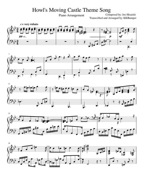 Print and download Howl's Moving Castle Theme Song. Piano arrangement for Howl's Moving Castle, another fantastic Studio Ghibli movie. Enjoy! :) Howls Moving Castle Theme Song, Howls Moving Castle Music, Howls Moving Castle Piano, Anime Sheet Music, Howls Moving Castle Poster, Studio Ghibli Music, Hair Shading, Song Sheet Music, Piano Songs Sheet Music