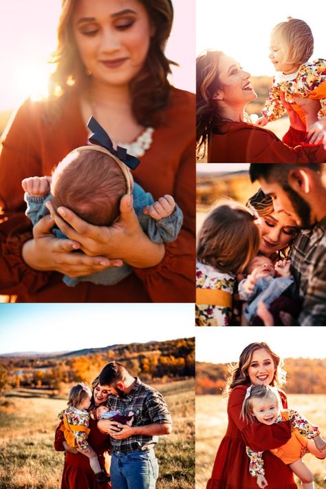 New Family Of 4 Photos, Fall Photoshoot With Newborn, Fall Photos With Infant, Family Of 4 Picture Poses With Newborn Outside, Fall Photos With Newborn, Fall Pictures With Newborn, Newborn Photos Outside Fall, Newborn Fall Family Pictures, Fall Family Photos In The Woods