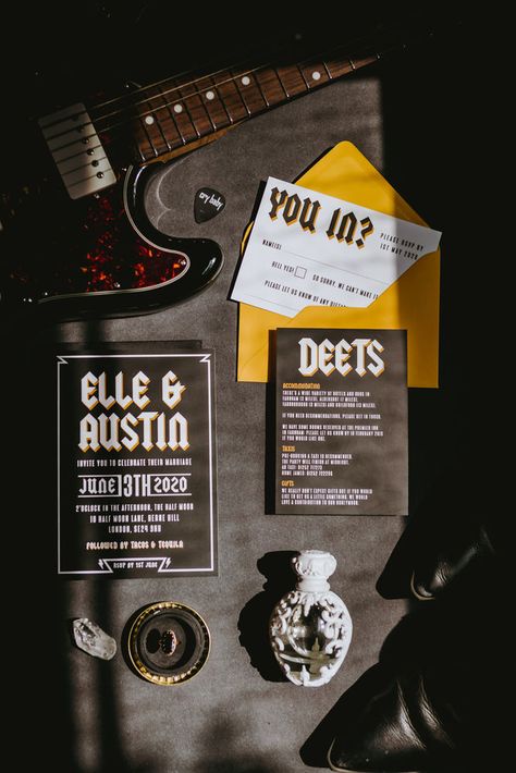 Rock N Roll Font, Edgy Wedding Invitations, Punk Rock Wedding, Grunge Wedding, Gamer Wedding, Punk Wedding, Rock Album Covers, Edgy Wedding, Rock N Roll Wedding