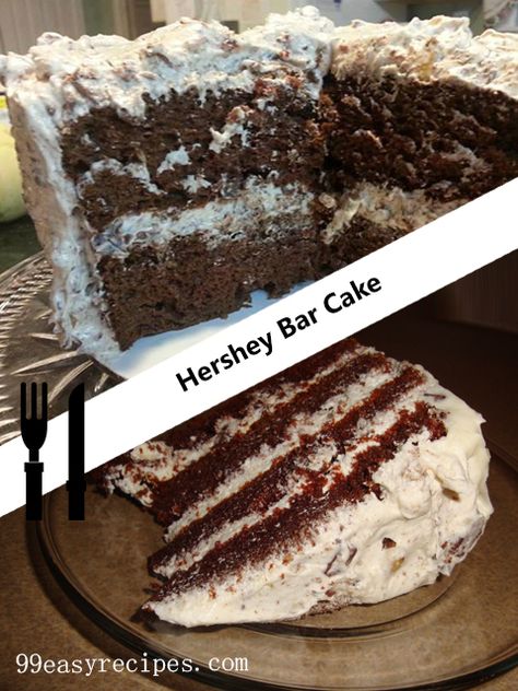 Hershey Bar Cake Hershey Bar Pound Cake, Hershey Bar Cake Recipe, Hershey Bar Cake Easy, Hersey Bar Cake, Back Of The Box Hersheys Chocolate Cake, Hershey Almond Bar, Hershey Bar Cake, Hershey’s Chocolate Cake Recipe, Candy Bar Cake Recipes