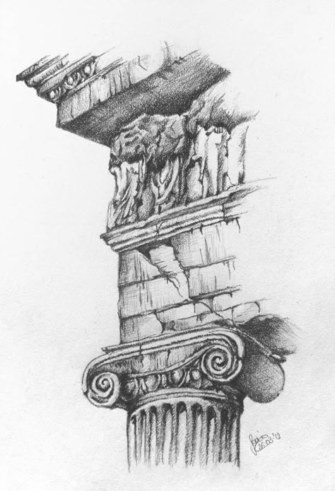 Greek architecture by Saeleth Greek Sketches, Japanese Architecture Drawings, Architecture Greek, Sketchbook Architecture, Fashion Sculpture, Bolt Tattoo, Architecture Drawing Presentation, Byzantine Architecture, Greek Columns