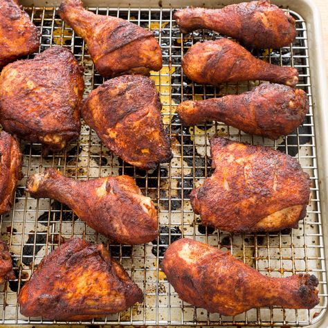 How do you give cold picnic chicken great flavor without flabby, sticky skin? As with James Bond's martinis, the secret is shaken, not stirred. Picnic Chicken, American Test Kitchen, Best Barbecue Sauce, Cookie Toppings, Barbecue Sauce Recipes, America's Test Kitchen Recipes, Rub Recipes, Picnic Ideas, America's Test Kitchen