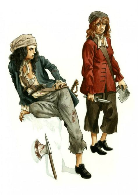 Anne Bonny And Mary Read, Ship Architecture, Read Illustration, Pirate Oc, Mary Read, Pirate Images, Anne Bonny, Golden Age Of Piracy, Pirate Outfit