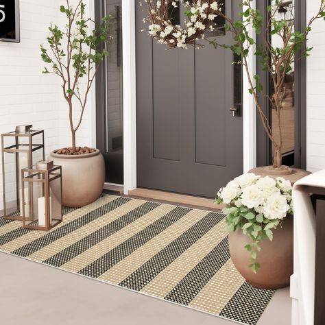 PRICES MAY VARY. [Safe Cotton Material Rug] Our outdoor rug are made of thick and durable cotton fabric. Using environmentally friendly and safe fabric, hand woven, without loose or curled edges, non fading [Perfect Size for Hello Doormat] We have various sizes to choose from. The small washable rug can be perfectly placed on the front door as a welcome mat or used as a double-layer door mat. Easily add atmosphere and color to your porch [Easy to Clean] Just vacuum or shake our porch rug to keep Front Door Mat Outside, Front Door Double Mat, Outdoor Front Porch Rug, Cottagecore Patio Decor, Desert Front Door Decor, Outdoor Rug Entryway, Chic Front Porch Decor, Modern Organic Front Door, Welcome Rug Entrance