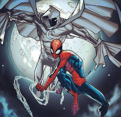 MoonKnight & Spiderman Rogue Comics, Knight Wallpaper, Moon Knight Comics, Konosuba Wallpaper, Arte Nerd, Ultimate Spider Man, Marvel Moon Knight, Marvel Comic Books, Marvel Comics Art