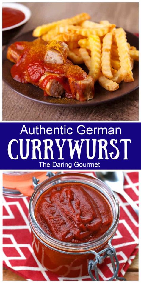 Traditional Currywurst and Curry Ketchup Recipe Curry Wurst Recipe Germany, Curry Wurst Sauce, German Curry Ketchup Recipe, Curry Wurst Recipe, Curry Bratwurst, Curry Ketchup Recipe, Currywurst Recipe, Currywurst Sauce, Curry Wurst