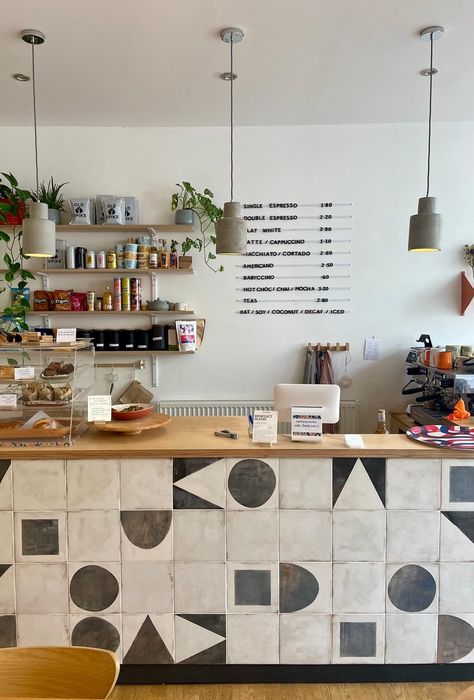 Instagrammer's guide to South London | 91 Magazine Cafe & Bar, Tiled Retail Counter, Coffee Shop Scandinavian, Craft Coffee Shop, Coffee Shop Behind The Counter, Colourful Coffee Shop, Cool Coffee Shop Interiors, Colorful Cafe Interior, Coffee Shop Decor Cafe Interiors