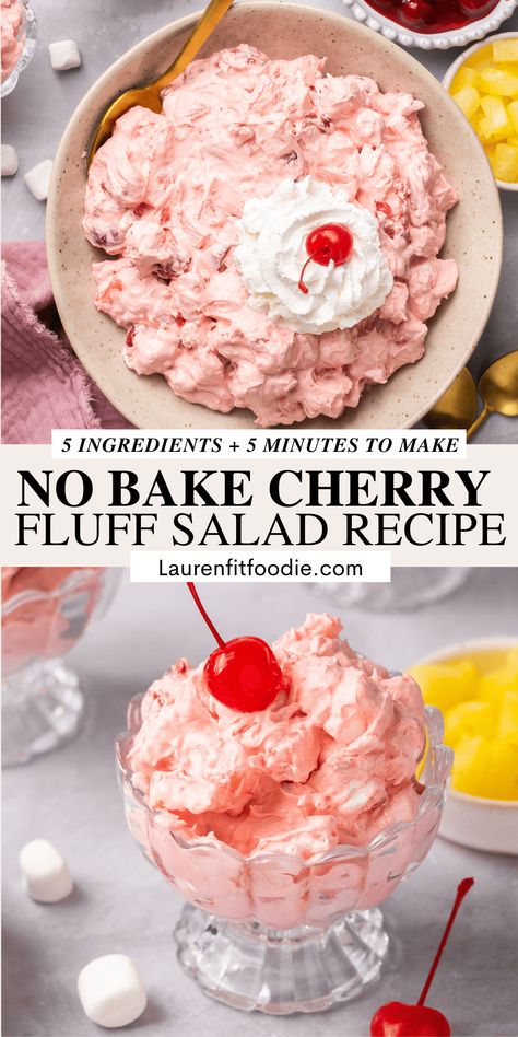 Cherry Fluff Salad Recipes, Cherry Fluff Salad Cool Whip, Cherry Pie Filling Salad, Cherry Fluff Dessert, Cherry Fluff Salad, Cherry Salad Recipes, Pudding Salad, Pie Filling Desserts, Fluff Salads