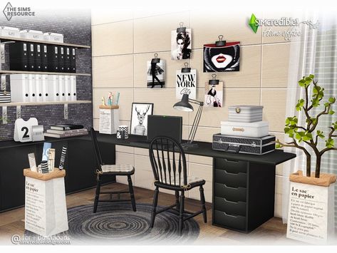 The Sims Resource - Home Office Office And Library Ideas, Sims 4 Home Office, Architect Room, The Sims 4 Home, Home Office And Library, Sims 4 Office, Office And Library, Office Room Ideas, Bedroom Lavender