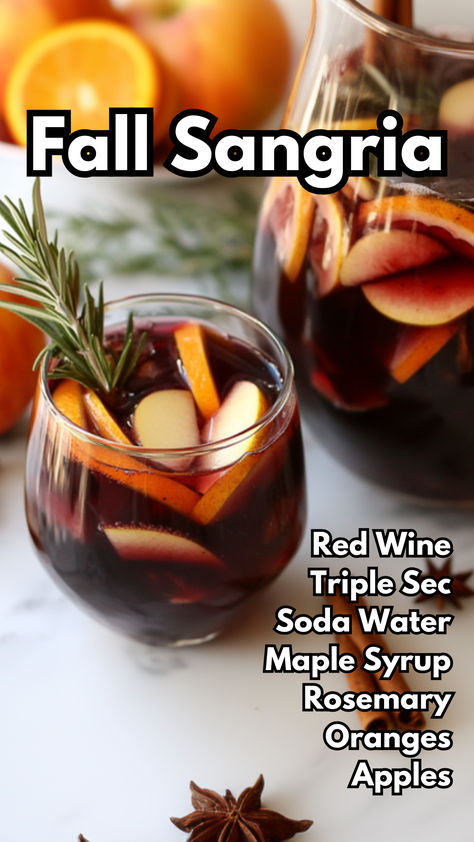 Fall Sangria Spanish Red Sangria, Red Fall Sangria, Dry Sangria Recipes, Authentic Sangria Recipes, Fall Red Wine Sangria, Harvest Sangria Recipe, Big Batch Sangria Recipe, Sangria Bar Ideas, Autumn Sangria Recipes