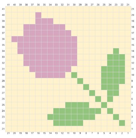 Crochet Lily, Crochet C2c Pattern, Pixel Grid, Crochet Grid, C2c Crochet Pattern Free, Crochet Graphs, Tulip Pattern, Graph Crochet, Pixel Crochet