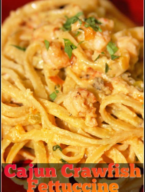 For the Love of Food - Sharing home cooked, family friendly recipes, reviews, projects, & parties from my family to yours! Cajun Crawfish Pasta, Crawfish Fettucine Recipe, Crawfish Fettuccine, Duck Dynasty Recipes, Crawfish Recipe, Crawfish Pasta, Crawfish Dishes, Crawfish Recipes, Cajun Crawfish