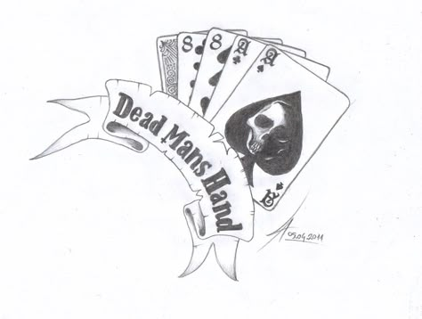 Dead Man’s Hand Tattoo, Aces And Eights Tattoo Ideas, Deadmans Hand Tattoo Playing Cards, Tatoos Men Hand Ideas, Dead Mans Hand Tattoo, Gambling Tattoos, Dead Mans Hand, Poker Tattoo, Hand Tattoo Images