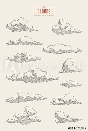 Clouds Sketch, Sketch Cloud, Ink Drawing Techniques, Finding Neverland, Cloud Tattoo, Cloud Drawing, Vector Sketch, Nice Art, Cute Doodle Art