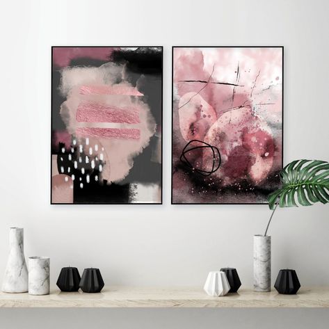 Set of 2 blush pink grey printable art blush abstract | Etsy Pink Grey Wall, Pink Bedroom Walls, Grey Abstract Art, Modern Artwork Abstract, Geometric Printable, Prints Pink, Grey Wall Art, Grey Wall, Etsy Home