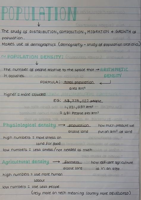 Geography Population Notes, Neat Notes Aesthetic Layout, Aesthic Notes Ideas, Things To Take Notes On For Fun, Chapter Summary Notes, Geography Notes Aesthetic, 8th Grade Notes, Geography Notes Ideas, Government Notes