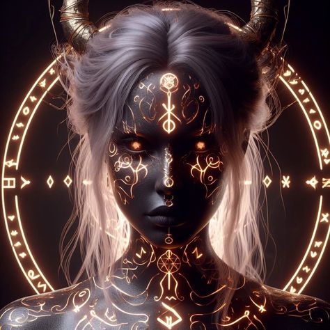 DALL·E prompt: A runic witch with runes and glowing - PromptHero Rune Magic Art, Fantasy Witch, Witch Face, Magic Circle, Witch Art, Art Prompts, Magic Art, Blacksmithing, Runes