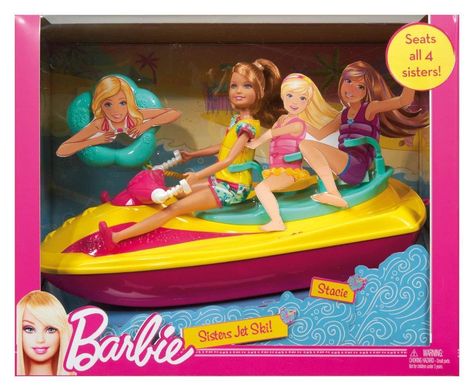 Barbie Sisters Wave Ride Plus Stacie Doll- Jet Ski & tube can hold all 4 Sisters | eBay Barbie Boat, Barbie Stacie Doll, Stacie Doll, Ski Fits, Ski Set, Barbie Playsets, Accessoires Barbie, Barbie Car, Barbie Dolls For Sale