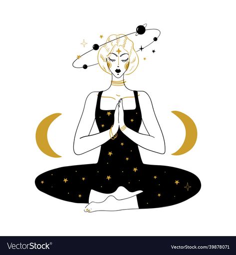 Meditating Woman, Boho Vector, Vector Tattoo, Mind Relaxation, Relaxation, White Background, Meditation, Spirituality, Resolution