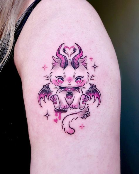 Ace Tattoo, Purple Tattoos, Small Dragon Tattoos, Men's Small Tattoo, Kawaii Tattoo, Jirai Kei, Cute Tiny Tattoos, Women's Tattoo, Dainty Tattoos