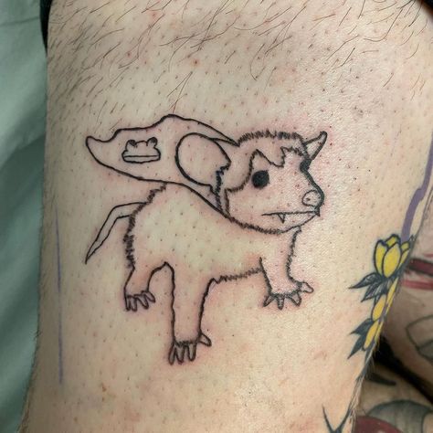 Unhinged Tattoo, Unhinged Tattoos, Funny Animal Tattoos, Venice Tattoo, Opossum Tattoo, Baby Opossum, Orlando Tattoo, Tattoo Themes, Парные Тату