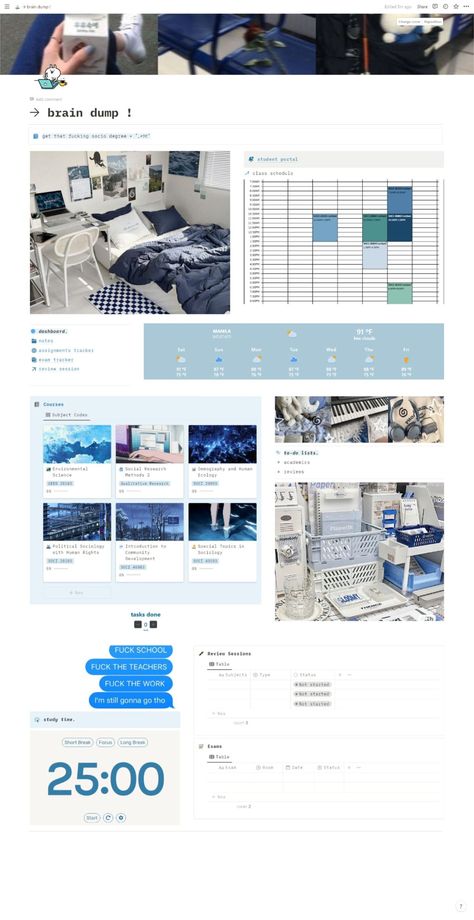 blue-themed student notion template Student Notion Template, Notion Templates For Students, Free Notion Templates, Notion Ideas, Etsy Planner, Template Notion, Notion Templates, Notion Template, Our Daily Bread