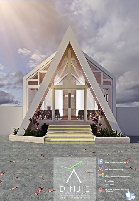 Mini Chapel Design, Modern Chapel Design, Chapel Floorplan, Small Chapel Design, Modern Church Architecture, Chapel Exterior, Modern Chapel, Chapel Design, Condominium Architecture