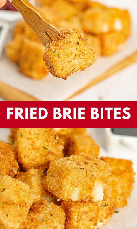 Crispy Brie Bites, Fried Brie Bites, Fried Brie Recipes, Deep Fried Brie Cheese, Pan Fried Brie, Triple Cream Brie Recipes, Recipes That Use Brie Cheese, Brie Wedge Recipes, Deep Fried Brie