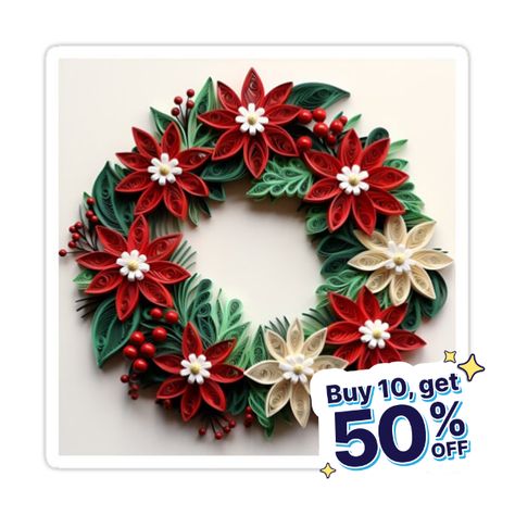 Decorate laptops, Hydro Flasks, cars and more with removable kiss-cut, vinyl decal stickers. Glossy, matte, and transparent options in various sizes. Super durable and water-resistant. Paper quilling Christmas holiday wreath Quilling Christmas Wreath, Paper Quill Christmas Ornaments, Paper Quilling Christmas Tree, Paper Quilling Christmas Cards, Christmas Paper Quilling, Christmas Quilling Ideas, Quilling Christmas Ornaments, Diy Quilling Christmas, Paper Quilling Christmas