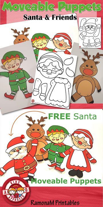 FREE Santa Puppet is super cute, super fun and super easy to create. A great Christmas craft for all, and the best part is that it’s free!  Simply print, color, cut and put together with paper fasteners.  To make it even more fun, use cotton balls, buttons, pom-poms etc. to make your puppets a little more creative.  #ramonam #ramonamprintables #kidsapproved #santacraft #santapuppet #christmascrafts #freesantacraft #freesantapuppet #freechristmascraft #rudolph #elves #mrsclaus #christmas Christmas Puppets For Kids, Preschool Templates, Santa Puppet, Christmas Puppets, First Grade Freebies, Santa Craft, Kindergarten Freebies, Puppets For Kids, Santa Crafts