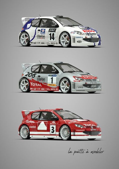 Print on metal plate Peugeot 206 WRC #peugeot #206 #wrc #rally car #car #automotive #blueprint #displate #3d #lpam #lapatteamodeler Rally Car Design, Wrc Cars, Mini Cooper Sport, Rally Car Racing, Wrc Rally, Car Rally, Car Automotive, Motorsport Art, Super Fast Cars