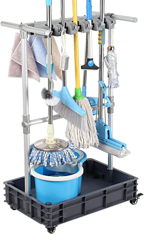 QTJH Broom And Mop Holder Put Wet Mops Movable Floor-Mounted Mop Rack Floor Standing Cleaning Tool Cart Storage For Garden Garage Schools, Hospitals, Factories, Hotels,Property Companies (12 racks) Mop Holder, Garden Garage, Tool Cart, Laundry Storage, Room Type, Diy Tools, Cleaning Tools, Kitchen Furniture, 20 Years