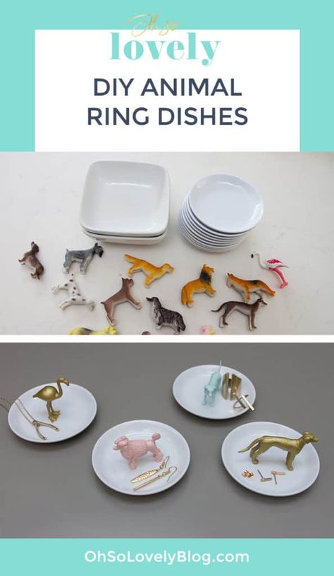 Diy Ring Dish, Ring Boxes Diy, Anthropologie Hacks, Ring Holder Diy, Diy Dish, Diy Ring, Creation Deco, Cute Diy, Diy Rings