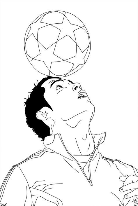 Soccer Drawings Easy, Ronaldo Drawing Easy, Ronaldo Sketch, Ronaldo Drawing, Drawing Coloring Pages, Soccer Drawing, Football Coloring Pages, Monster Truck Coloring Pages, Football Drawing