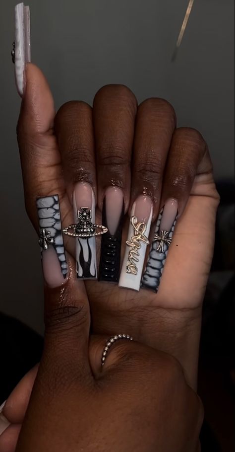 Scorpio Baddie Nails, Sagittarius Birthday Nail Ideas, Libra Acrylic Nail Designs, Long Square Acrylic Nails Designs For Summer, Taurus Nails Designs Acrylic Birthday, Birthday Nails Square Long, Birthday Nails Aquarius, Leo Zodiac Nail Designs, Libra Inspired Nails