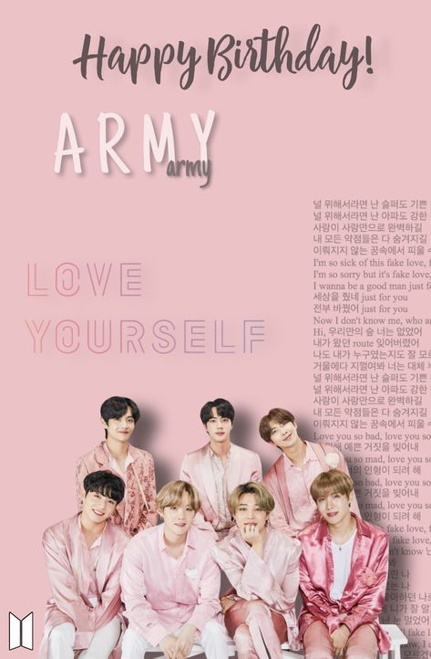 HAPPY birthday Army!!! My dearest friend ❤️love yourself forever and have an amazing birthday Birthday Wishes For Army Friend, Bts Birthday Wishes To Army, Bts Wishing Happy Birthday To Army, Happy Birthday Bts Army, Happy Army Day Bts, Happy Birthday Army, Bts V Birthday, Bts Band, Happy Birthday Invitation Card