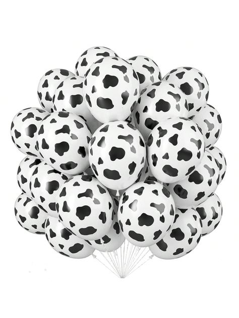 25/50 pezzi di palloncini di lattice a stampa di mucca, decorazioni a tema fattoria per compleanni, forniture per feste a tema cowboy modello di mucca    colla di latice     Event & Party Supplies, size features are:Bust: ,Length: ,Sleeve Length: Cow Themed Birthday Party, Birthday Farm Theme, Cowboy Theme Party, Birthday Plans, Cowboy Theme, Cowboy Party, Theme Background, Birthday Planning, Farm Theme