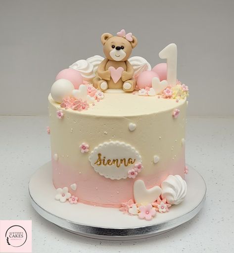 Cake Design For 1st Birthday Girl, 1birthday Cake Girl, 1st Birthday Cake Teddy Bear, 1birthday Cake, Birthday Cake Teddy Bear, Bear Themed Cake, Cake Teddy Bear, 1st Birthday Cake Designs, Teddy Bear Birthday Cake