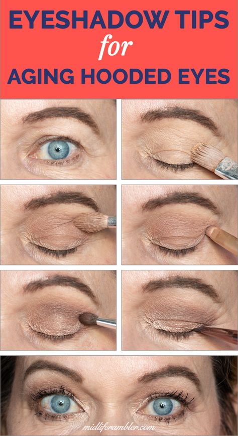 Best Eye Shadow For Women Over 60, Eye Makeup After 50 Over 50, Beginners Eye Makeup For Hooded Eyes, Old Eyeshadow Uses Diy, Wrinkled Eyelids Makeup Tips, Wrinkly Eyelids Makeup, Eyeshadow For Wrinkled Eyelids, Eye Makeup For Brown Eyes Over 40, Eyeshadow Looks For Gray Eyes